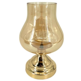 Κηροπήγιο Λάμπα 15-00-23946 Φ16x27cm Gold Marhome Μέταλλο,Γυαλί