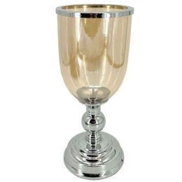Κηροπήγιο Κύπελλο 15-00-23966 Φ16x40,5cm Silver Marhome Μέταλλο,Γυαλί