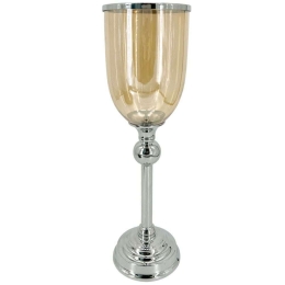 Κηροπήγιο Κύπελλο 15-00-23967 Φ16x55,5cm Silver Marhome Μέταλλο,Γυαλί