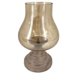 Κηροπήγιο Λάμπα 15-00-23988 Φ16x27cm Ecru Marhome Μέταλλο,Γυαλί