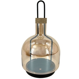 Κηροπήγιο Μπουκάλι 15-00-23979 Φ15x29cm Black-Honey Marhome Μέταλλο,Γυαλί