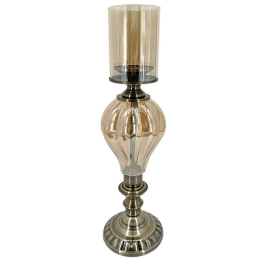 Κηροπήγιο Μπαλόνι 15-00-23983 Φ15,5x55cm Bronze Marhome Μέταλλο,Γυαλί