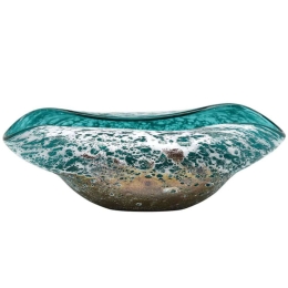 Διακοσμητική Πιατέλα 15-00-23932 32,5x18x9cm Turquoise Marhome Γυαλί
