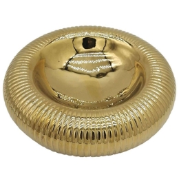 Διακοσμητικό Μπωλ Ρίγες 15-00-23712 23,5x7cm Gold Marhome Κεραμικό