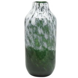 Βάζο Fantasy 15-00-23906 Φ15x35cm White-Green Marhome Γυαλί