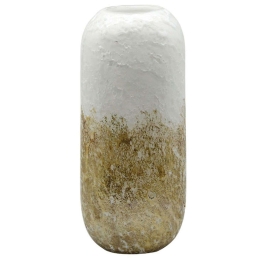 Βάζο 15-00-23909 16x11,5x36cm White-Gold Marhome Γυαλί