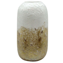 Βάζο 15-00-23908 17x12,5x32,5cm White-Gold Marhome Γυαλί