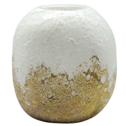 Βάζο 15-00-23907 20x14,5x21cm White-Gold Marhome Γυαλί
