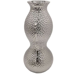 Βάζο Σφυρήλατο 15-00-23722 15,5x35cm Silver Marhome Κεραμικό
