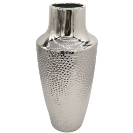 Βάζο Σφυρήλατο 15-00-23726 16,3x43,5cm Silver Marhome Κεραμικό