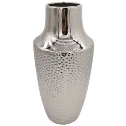 Βάζο Σφυρήλατο 15-00-23725 16x36,5cm Silver Marhome Κεραμικό
