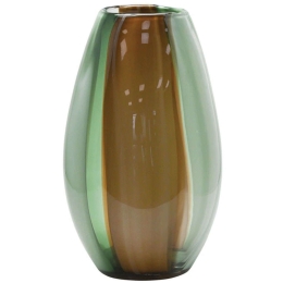 Βάζο Φυσητό Γραμμές 15-00-23902 Φ19x32cm Green-Brown Marhome Γυαλί