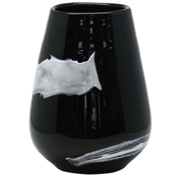 Βάζο Φυσητό Γραμμή 15-00-23922 Φ18,5x26,5cm Black-White Marhome Γυαλί