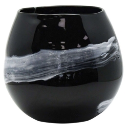 Βάζο Φυσητό Γραμμή 15-00-23923 Φ23x22,5cm Black-White Marhome Γυαλί