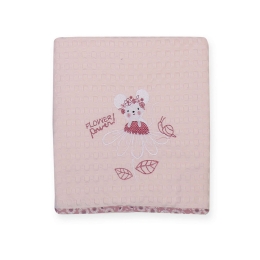 Κουβέρτα Βρεφική Πικέ Flower Power Pink Nef-Nef Cradle 110x150cm 100% Βαμβάκι