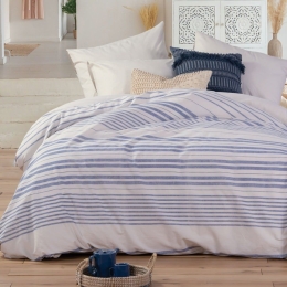 Σεντόνια Mercury (Σετ 4τμχ) White-Blue Nef-Nef Υπέρδιπλo 240x270cm 100% Βαμβάκι