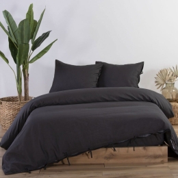 Παπλωματοθήκη Cotton-Linen Anthracite Nef-Nef King Size Βαμβάκι-Λινό