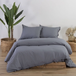 Παπλωματοθήκη Cotton-Linen Grey Nef-Nef Μονό 160x220cm Βαμβάκι-Λινό