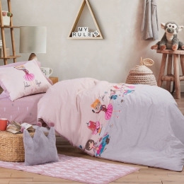 Παπλωματοθήκη Παιδική Fashion Blogger (Σετ 2τμχ) Pink Nef-Nef Μονό 160x240cm 100% Βαμβάκι