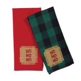 Ποτηρόπανο Χριστουγεννιάτικο Christmas Time (Σετ 2τμχ) Green-Red Nef-Nef 50x70cm