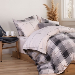 Σεντόνια Julius Με Λάστιχο (Σετ 4τμχ) Black-Ecru Nef-Nef King Size 180x235cm 100% Βαμβάκι