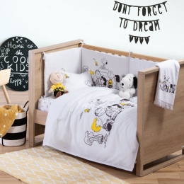 Σεντόνια Βρεφικά Peanuts Forever (Σετ 3τμχ) White Nef-Nef Κούνιας 100% Βαμβάκι