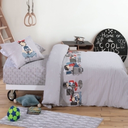 Σεντόνια Παιδικά Busy Day (Σετ 3τμχ) Grey Nef-Nef Μονό 170x260cm 100% Βαμβάκι