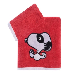 Πετσέτες Βρεφικές Snoopy Hero Mask (Σετ 2τμχ) Red Nef-Nef Σετ Πετσέτες 70x140cm 100% Βαμβάκι