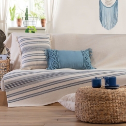 Ριχτάρι Miles White-Blue Nef-Nef Πολυθρόνα 180x180cm 100% Βαμβάκι