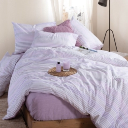 Σεντόνια Miles (Σετ 4τμχ) Purple Nef-Nef Υπέρδιπλο 240x270cm 100% Βαμβάκι