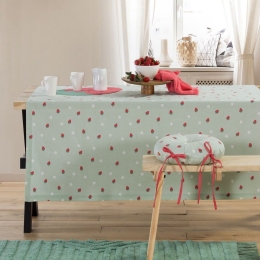 Τραπεζομάντηλο Αλέκιαστο Strawberry Taste Green Nef-Nef 140X240 100% Βαμβάκι