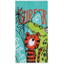 Πετσέτα Θαλάσσης Παιδική Jungle Surfers Green Nef-Nef Θαλάσσης 70x120cm 100% Βαμβάκι