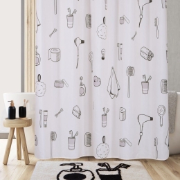 Κουρτίνα Μπάνιου Bath Style Beige Nef-Nef 180Πx180Υ 180x180cm Πολυέστερ
