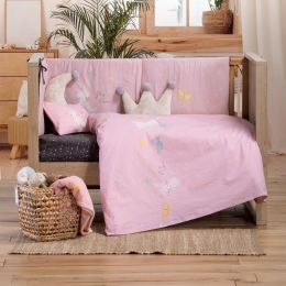 Σεντόνια Βρεφικά Fly Love (Σετ 3τμχ) Pink Nef-Nef Κούνιας 120x170cm Βαμβάκι-Πολυέστερ