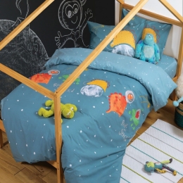 Σεντόνια Παιδικά Roar Into Space (Σετ 3τμχ) Blue Nef-Nef Μονό 170x260cm 100% Βαμβάκι