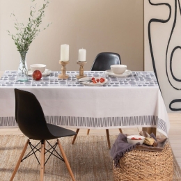 Τραπεζομάντηλο Xavier Natural-Black Nef-Nef 140Χ140 Βαμβάκι-Πολυέστερ
