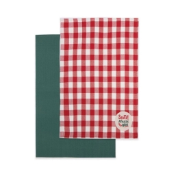 Ποτηρόπανα Χριστουγεννιάτικα Santa Please (Σετ 2τμχ) Green-Red Nef-Nef 50x70cm
