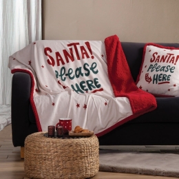 Ριχτάρι Sherpa Santa Please Ecru-Red Nef-Nef Πολυθρόνα 130x180cm Πολυέστερ