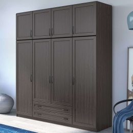 Ντουλάπα Τετράφυλλη Με Πατάρι 202x60x233cm Wenge Τετράφυλλη