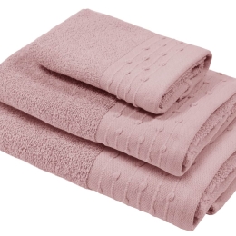 Amo la Casa Σετ 3 Τεμ Πετσέτες Bio Cotton - Ροζ