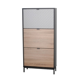 Παπουτσοθήκη Rombus Black Sonoma Με Pattern 60x23xH120cm 10-0015 Μοριοσανίδα, Μέταλλο