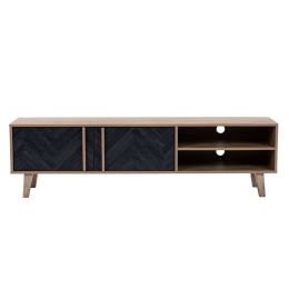 Έπιπλο Τηλεόρασης Albero 05-0435 160x35xH45cm Sonoma-Black Μοριοσανίδα, Μελαμίνη
