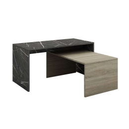 Τραπεζάκι Σαλονιού Duo Petra 04-0460 90/80x45xH45/34cm Dark Sonoma Μελαμίνη
