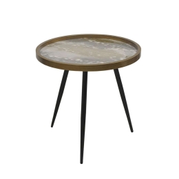 Τραπέζι Σαλονιού Reef Coffee Table D60xH45cm Multi-Black Pattern Mdf,Μέταλλο