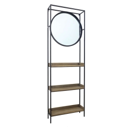 Έπιπλο Εισόδου Με Καθρέπτη Entry 61x17,5xH181,5cm Natural-Black 18-0006 Μέταλλο,Ξύλο