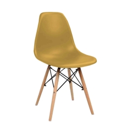 Καρέκλα Τραπεζαρίας Eiffel 42x51,5xΗ81cm Mustard 03-0749 Σετ 4τμχ Ξύλο,Πολυπροπυλένιο