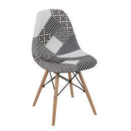 Καρέκλα Τραπεζαρίας Eiffel 46x53xH82cm Black-White 03-0761 Σετ 4τμχ Ξύλο,Ύφασμα
