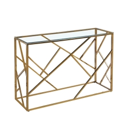 Κονσόλα Bonsai 120x40xH78cm Gold 05-0468 Μέταλλο,Γυαλί