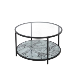 Τραπεζάκι Σαλονιού Moon D80xH42cm Black-Clear 04-0488 Μέταλλο,Γυαλί