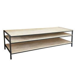 Έπιπλο Τηλεόρασης Crudo 05-0428 130x39,5x48cm Sonoma-Black Μοριοσανίδα, Μέταλλο
